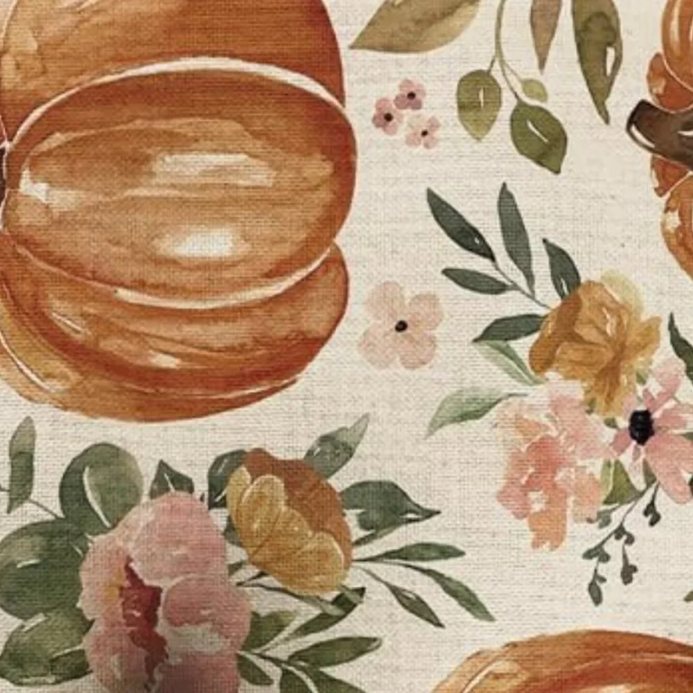 Pumpkin Table Runner Decorative Cloth Floral Decor Fall Decoration Thanksgiving